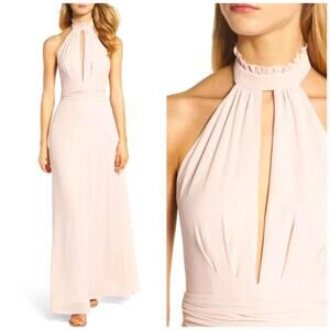 Lulu's Blush Pink Halter Prom Dress